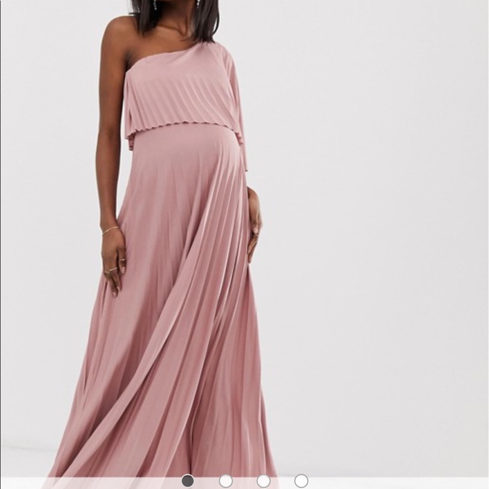 Maternity one shoulder pleated dress